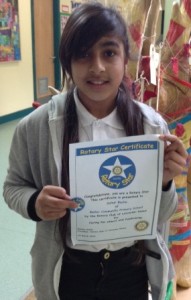 Saha Bachu with her certificate