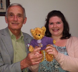 DG John Dehnel and President Gemma Kiddy with John's much-travelled End Polio Now teddy