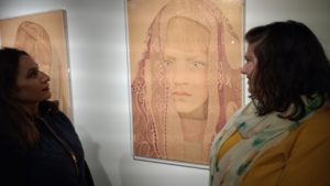 Artist Faiza Butt discusses her work with Rotary President Gemma Kiddy