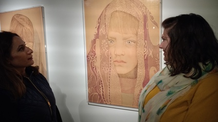 Artist Faiza Butt discusses her work with Rotary President Gemma Kiddy