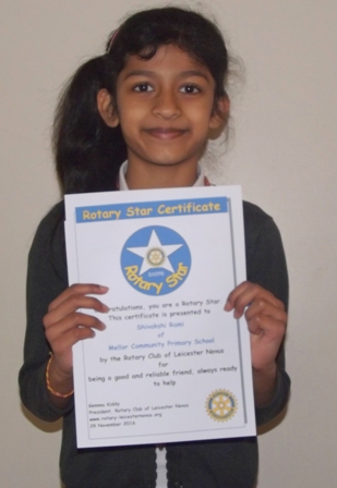 Shivakshi Rami, Mellor Rotary Star for being a good and reliable friend, always ready to help