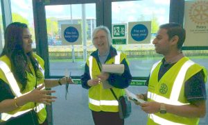 Anoushka, Pam and Jason of Leicester Novus Rotary enjoying a briefing session