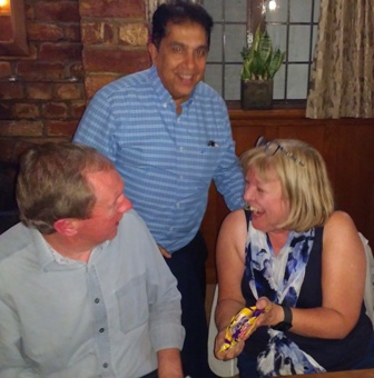 President Pradeep with the winners Frazer and Carolyn and their 'treasure'