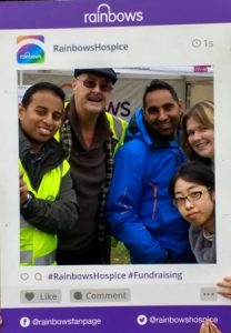 President Jason Chauhan with Novus volunteers Jim Matthews, with Dipan and Gemma Bhagalia with Mai Tsumura