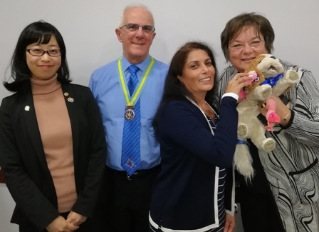 President Maya Vansia and visitor Louisa Horne with Assistant Governor Nigel Aaron and frequent visitor Mai Tsumura